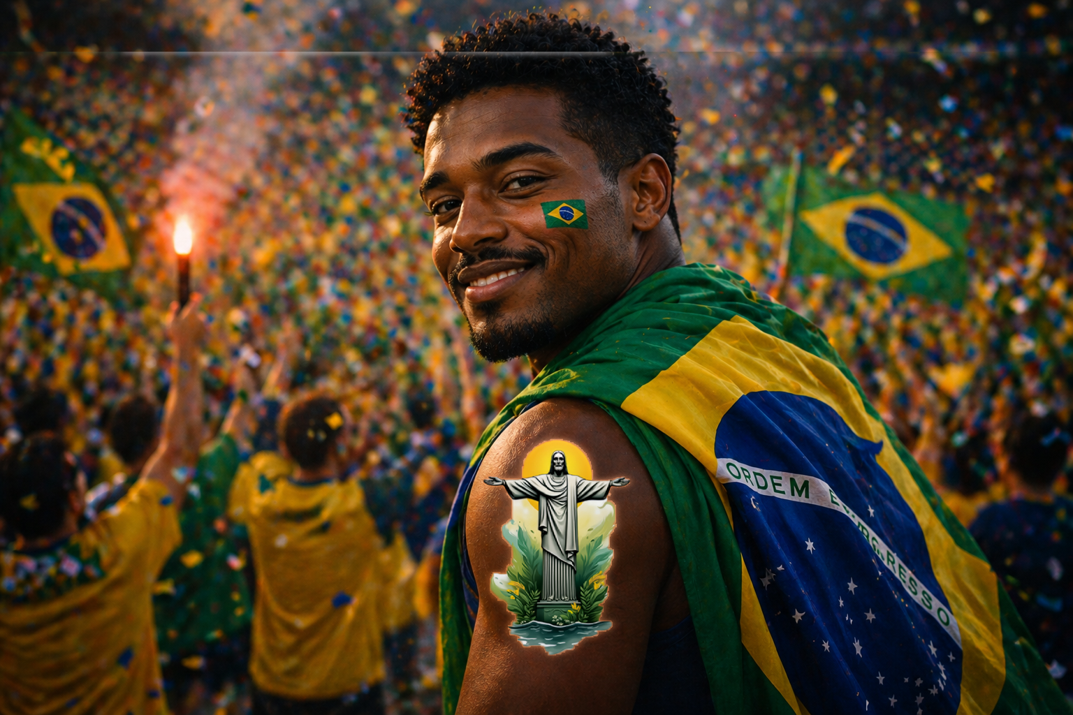 Brazil cristo tattoo mockup